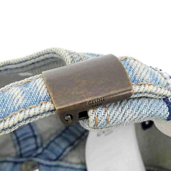 Celine Baseball Cap Triomphe Denim S Size Light Blue Apparel Hat Cap main image 8